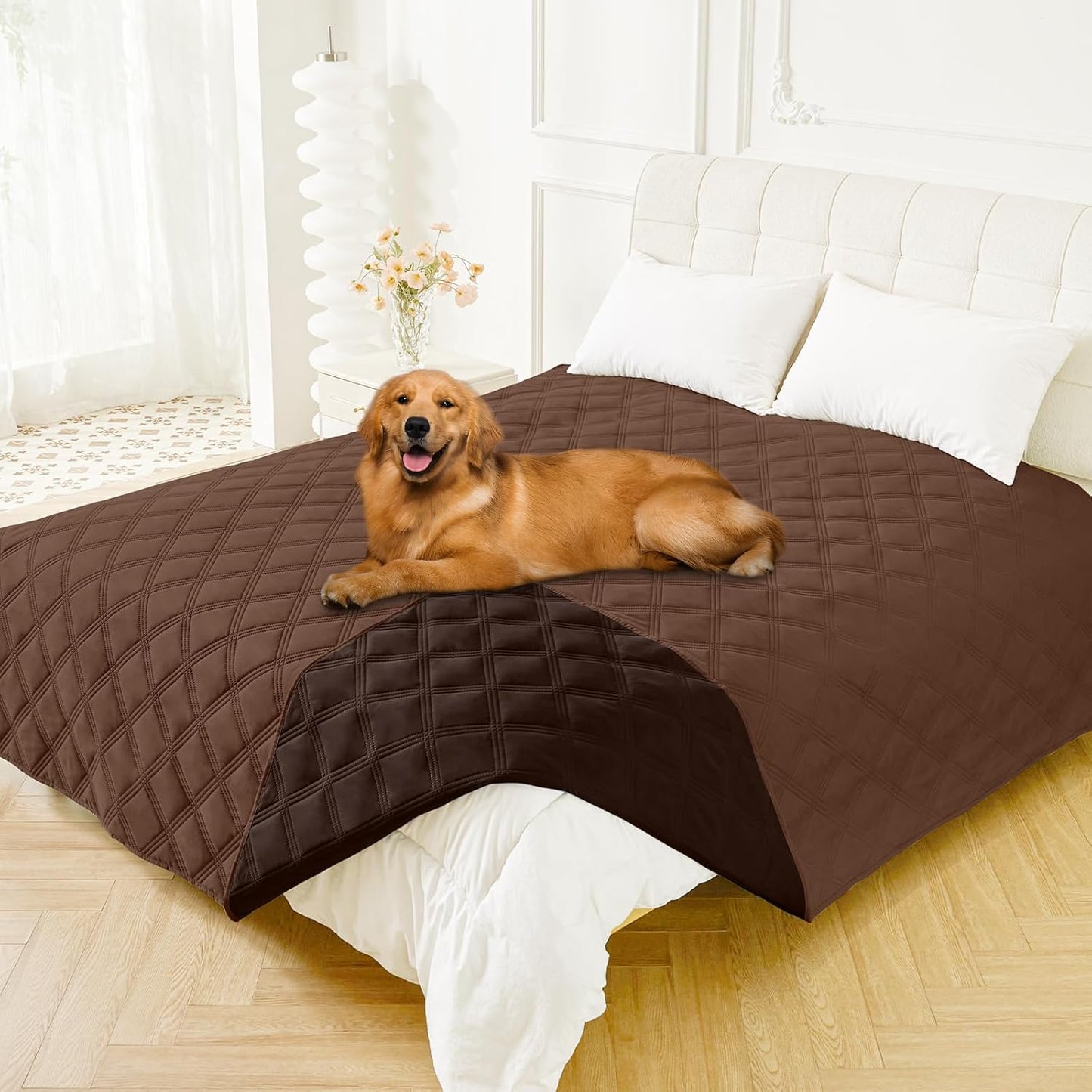 Smiry Waterproof Dog Bed Cover Blanket 30x70, Soft Reversible Pet Blanket, Washable Leakproof Cats Dogs Couch Cover for Sofa, Couch, Furniture, Grey/Dark Grey