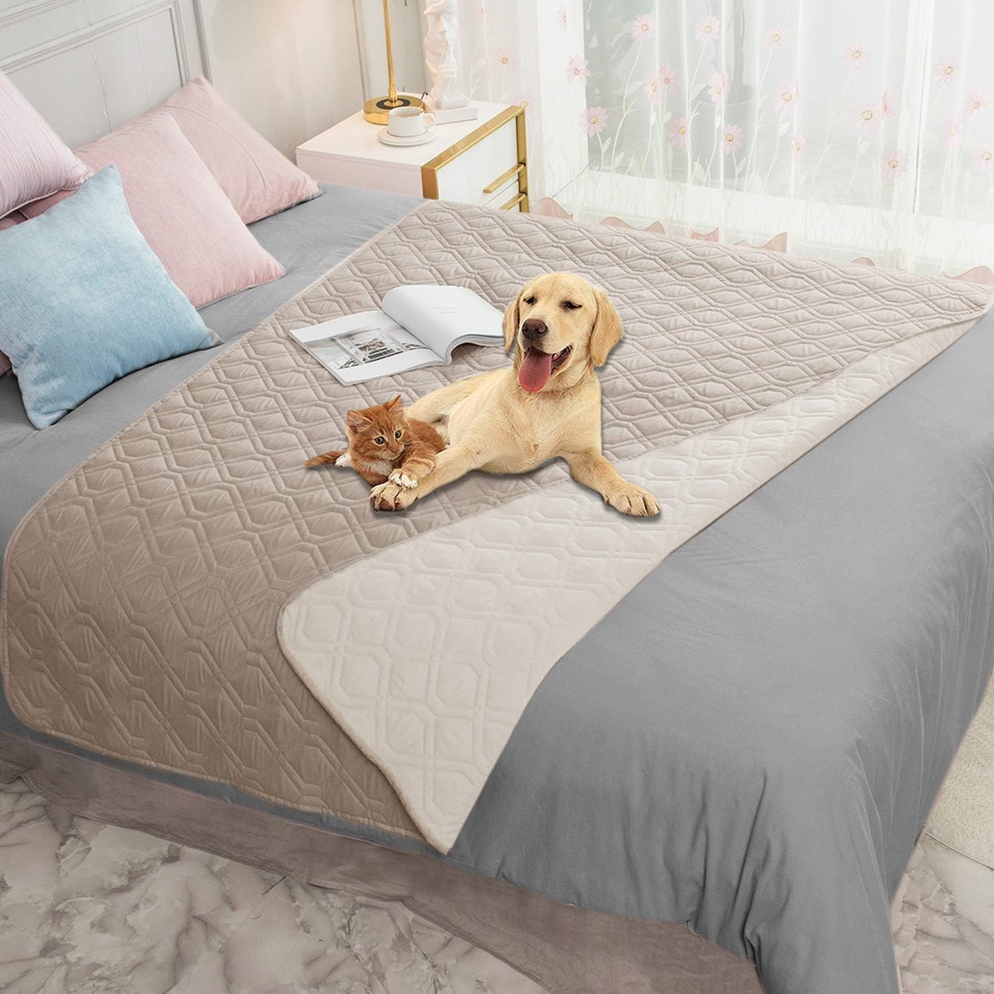 Ameritex Waterproof Dog Bed Cover Pet Blanket for Furniture Bed Couch Sofa Reversible - Colors A