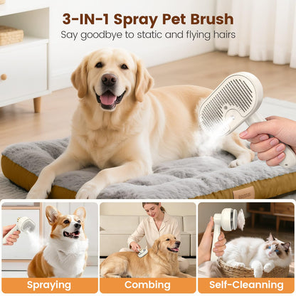 Glendan Dog & Cat Grooming Brush - Slicker Shedding Tools (Pink)