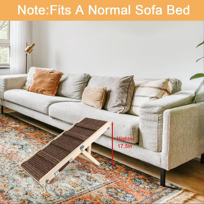 Okydoky Small Dog Ramp, Adjustable Portable Folding Wooden Pet Ramp, 32" Long with Non-Slip Traction Mat, Adjustable from 9" to 17.5", Dog Climbing Ladder for Sofa,Couch,Car(Brown) NO.LGPT2