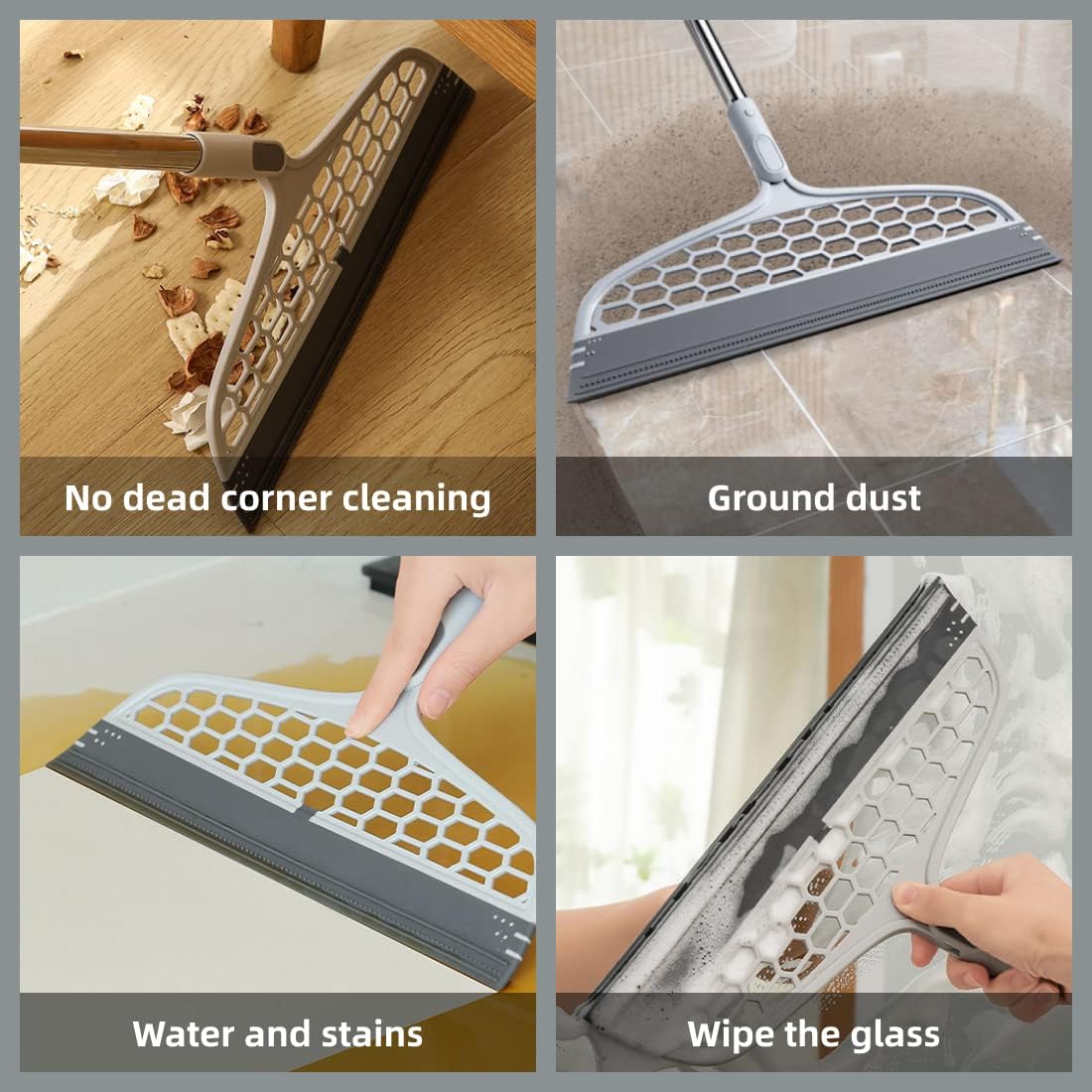 Upgraded Magic Broom, 4 in 1 Sweeper Pet Hair Remover with a Mini Squeegee, Easily Cleans The Floor Surface & Remove Dirt and Hair, for Kitchen Bathroom Cleaning Tools