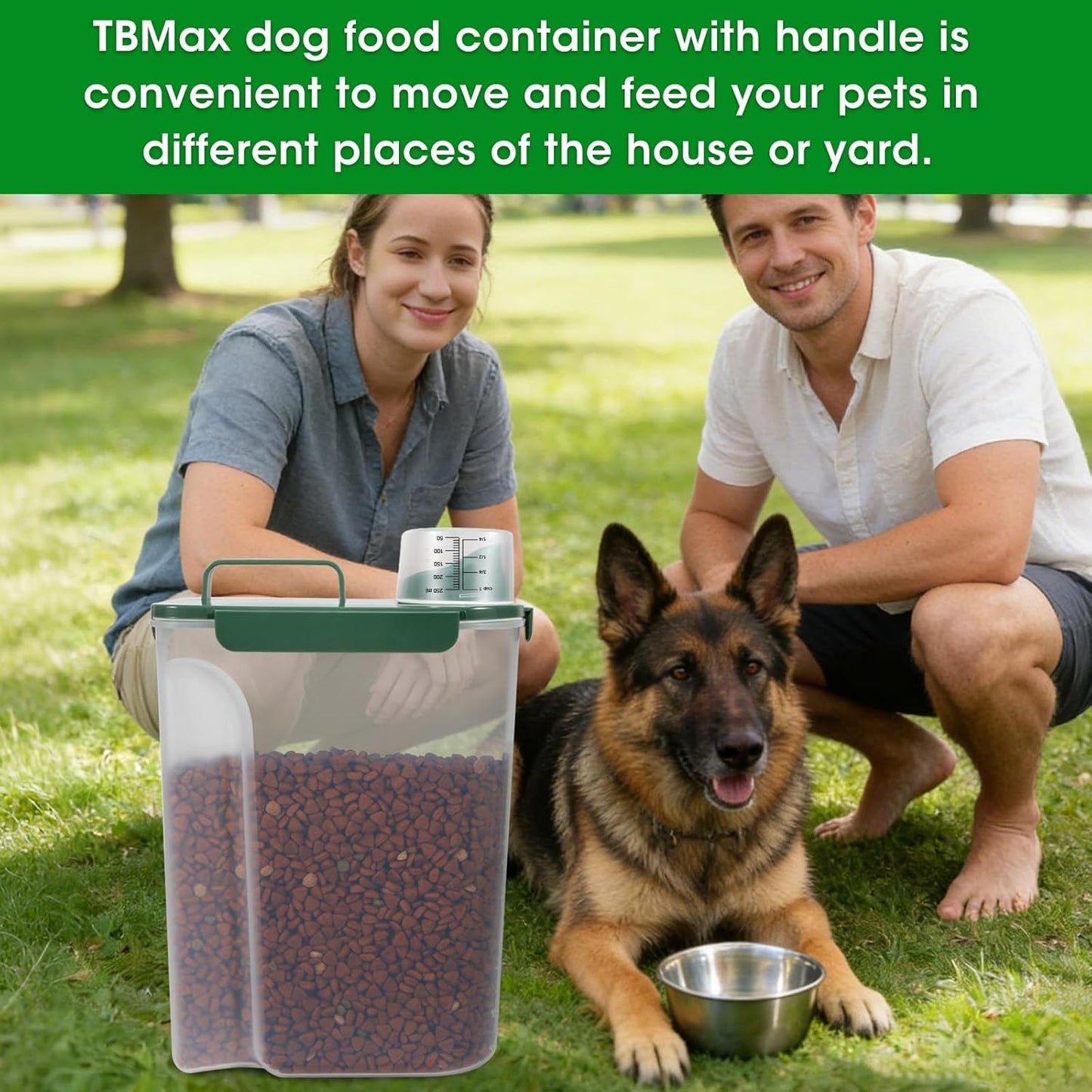 TBMax Dog Food Storage Container 5-7 lbs, Airtight Cat Food Container with Larger Spout & Measuring Cup, Portable Pet Food Storage Dispenser for Small Animal Kibble Storage, Bird Seed Container