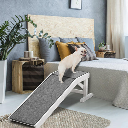 MEWANG Dog Ramp for Bed - Pet Ramp for Dogs with Non-Slip Carpet and Top Platform - 49.2" Long Dog Ramps for Small and Medium Dogs - Dog Ramp for Couch, Bed or Sofa - 49.2" x 15.7" x 14", White