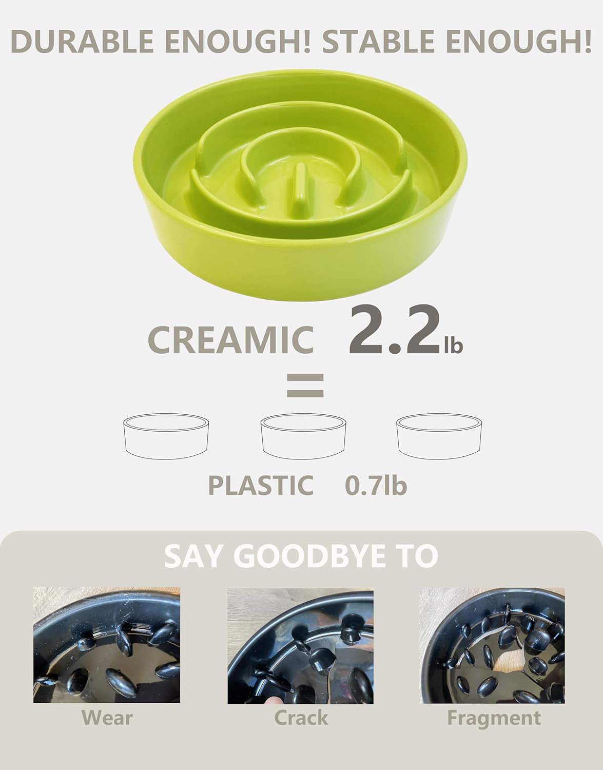 Ceramic Slow Feeder Dog Bowls, 2.0 Cups Slow Feeder for Medium Dogs, Puzzle Maze Bowl to Slow Down Eating, 30oz, 8in, White