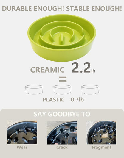 Ceramic Slow Feeder Dog Bowls, 2.0 Cups Slow Feeder for Medium Dogs, Puzzle Maze Bowl to Slow Down Eating, 30oz, 8in, White