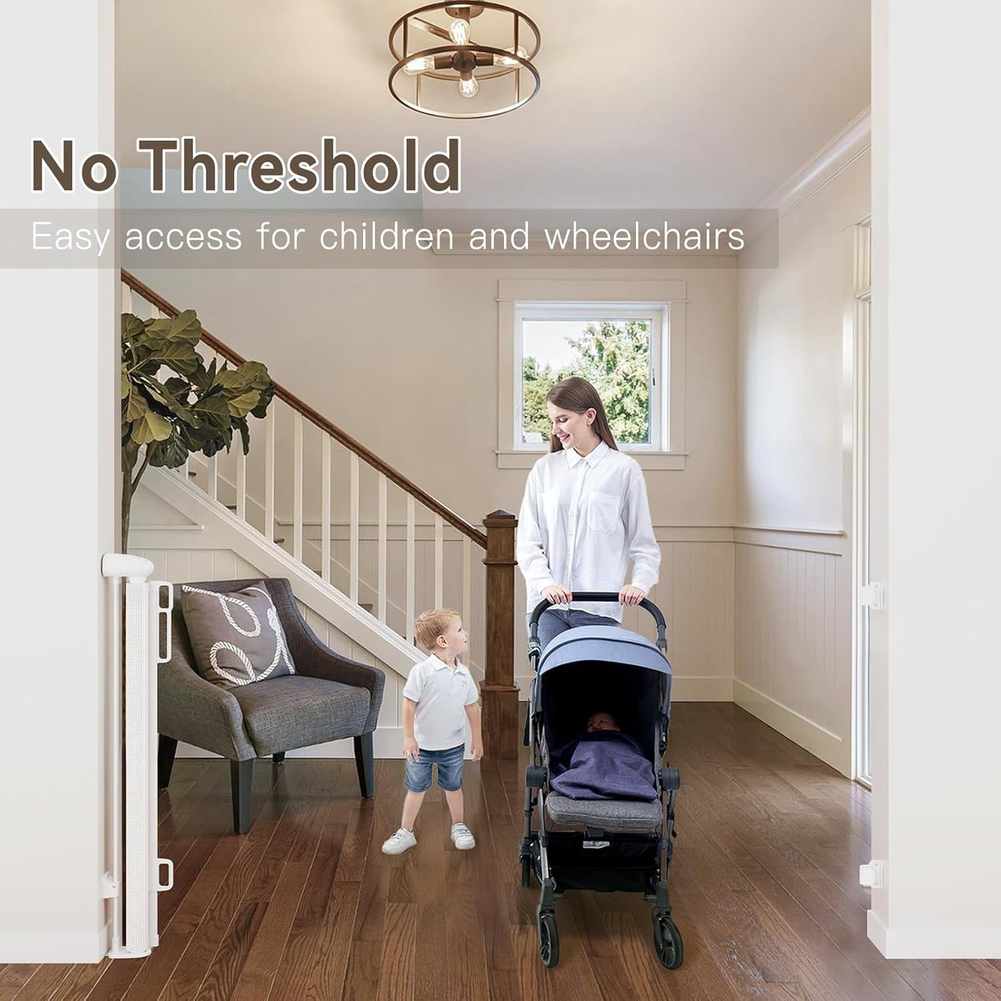 Uamector 138-Inch Extra Wide Retractable Baby Gate & Dog Gate, Reinforced Mesh Safety Gate Adjustable for Large Openings - Stairs, Doorways, Hallways - Indoor/Outdoor Use