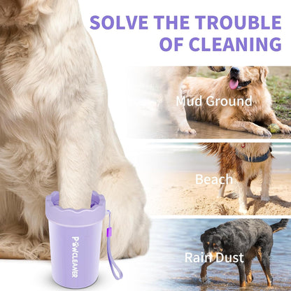 Professional 7 in 1 Dog Paw Cleaner for Dogs & Cats - Includes 1 Portable Paw Washer, 1 Bath Brush, 2 Dog Toothbrushes and 3 Absorbent Towels Note: Fits Paws up to 2 Inches Wide (Small, Blue)