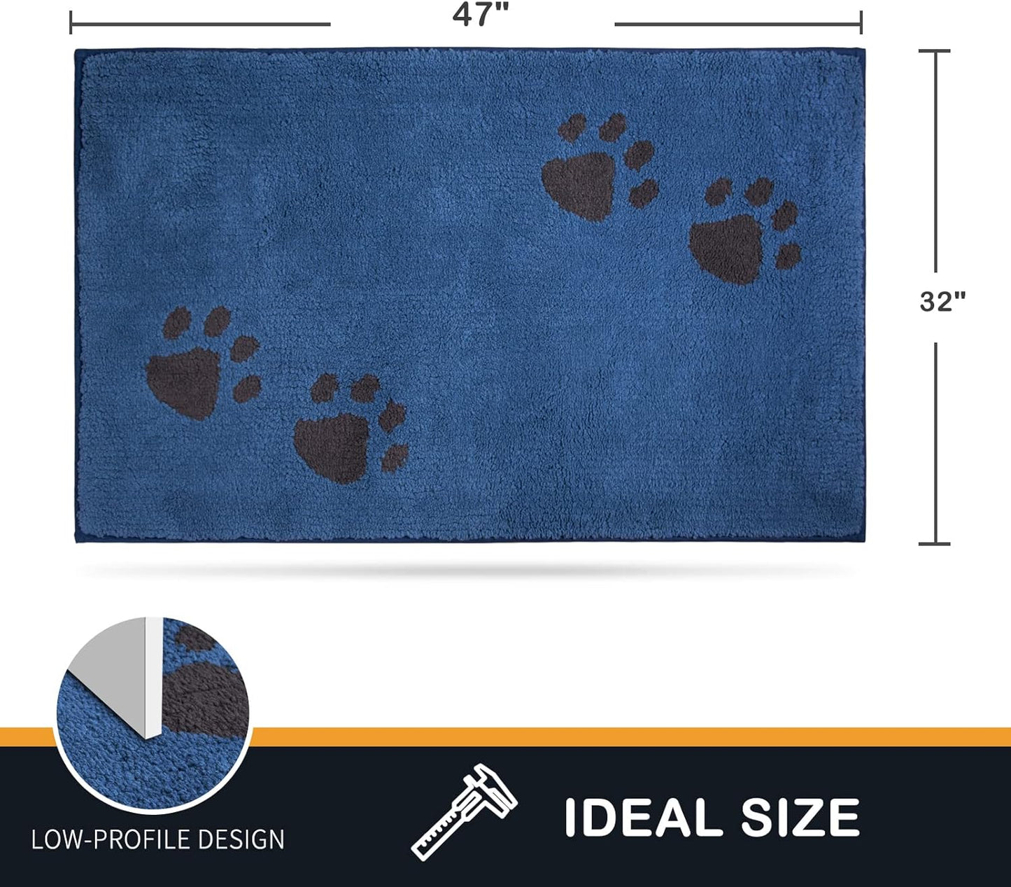 PURRUGS Dirt Trapping Door Mat 20" x 31.5", Non-Skid/Slip Machine Washable Microfiber Entrance Rug, Shoes Scraper, Dog Doormat, Super Absorbent Floor Mat for Muddy Wet Shoes and Paws, Grey