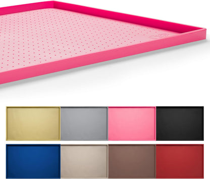 Hubulk Dog Feeding Mat,100% Waterproof Food Grade Silicone Pet Food and Water Bowl Placemat,Dishwasher, High Raised Edge to Prevent Spills,Nonslip Tray to Stop Messes on Floor (19"x12"x0.5", Grey)