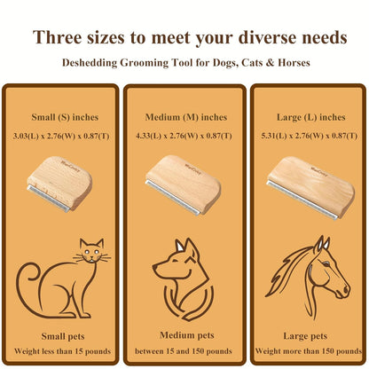 Undercoat Rake Pet Brush with Square Handle, Premium Dematting Comb & Cat Dog Shedding Tool, Efficient Grooming Brush for Detangling Mats & Loose Fur, Ideal for Large Medium Small Dogs and Cats