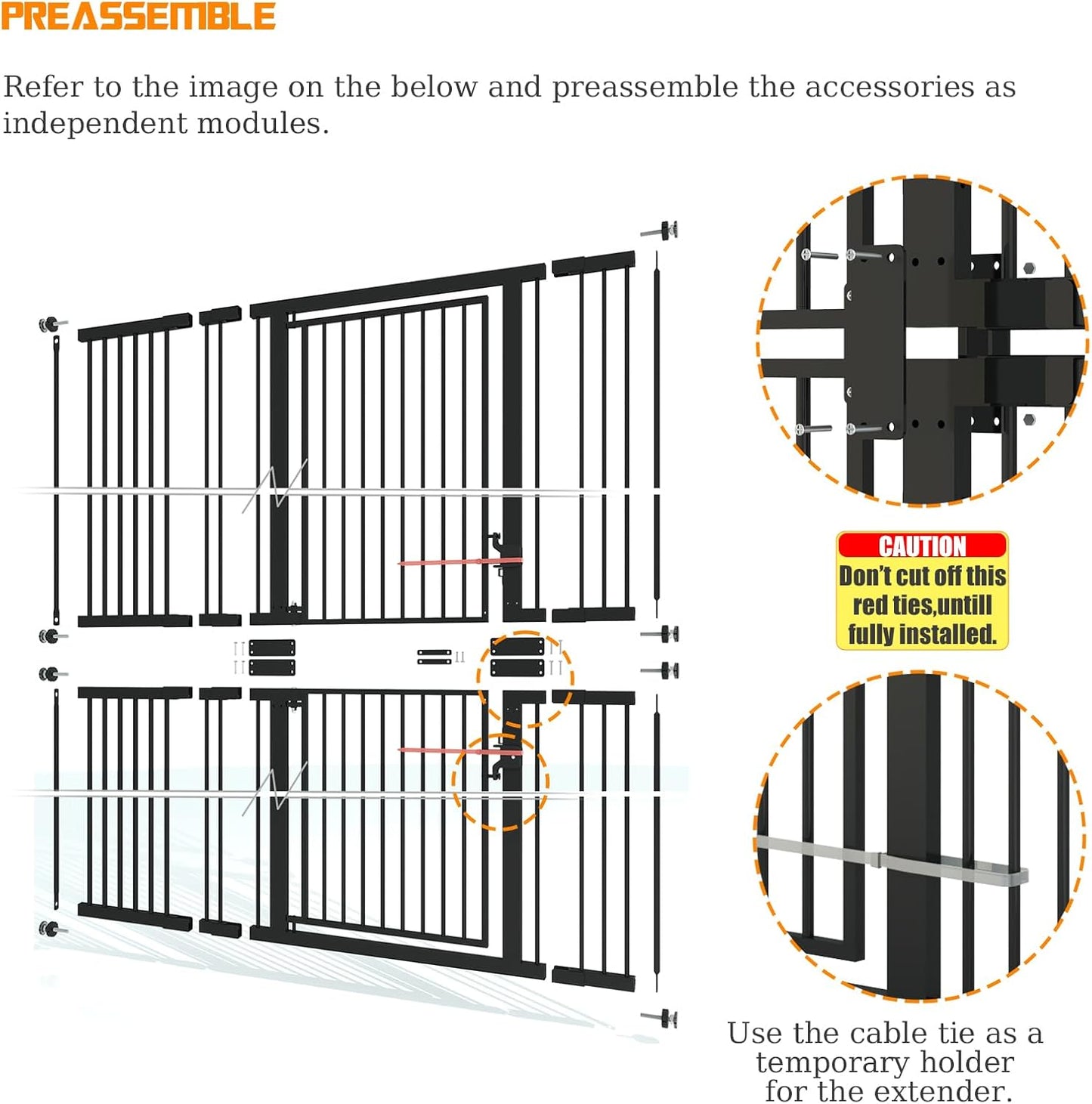 74.8" Extra Tall Pet Gate for Cat, 29.5"-36" Extra Wide Cat Gate with 8 Pressure Bolts, NO Drilling Pressure Mounted Tall Dog Gate Indoor, (White)