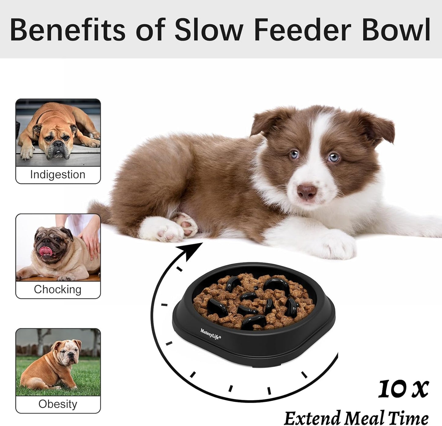 MateeyLife Slow Feeder Dog Bowls 2PCS, Anti-Choking Puzzle Dog Food Bowls, Anti-Slip Interactive Feeding Slow Down Eating, Bloat Stop Maze Dishes for Medium Breeds Pink&Purple