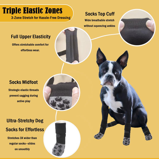 ‌VALFRID Non-Slip Dog Socks with Double Sides Grips, and Durable Dogs Grip Socks,Hardwood Floors Anti-Slip,Dog Booties for Small Medium Large Dogs S