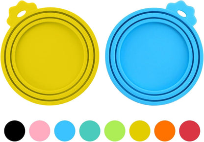 2 Pack Pet Food Can Covers, Silicone Universal Can Lids for Dog & Cat Food, BPA Free, One Fit Most Standard Size Food Cans Green/Blue