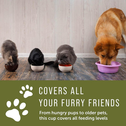 Pet Food Measuring Cups for Dogs - 2-Pack, Black, 2-Cup Capacity - Adjustable Dog Food Scoop - Dishwasher-Safe Plastic with Secure Slide Disk