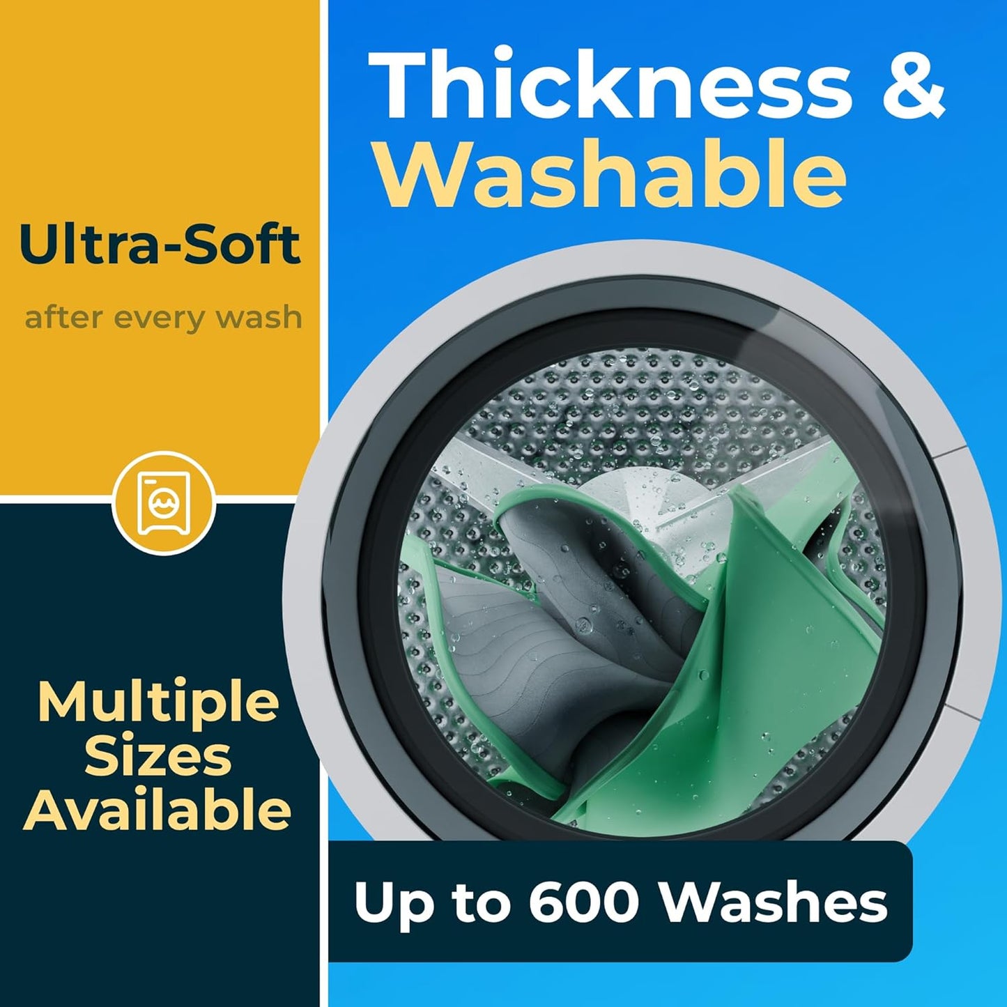 GREEN LIFESTYLE Washable Underpads - Large Pads for use as Incontinence Bed Pads, Reusable Pet Pads, Great for Dogs, Cats, Bunny, Seniors Bed Pad (Pack of 4-34x36)
