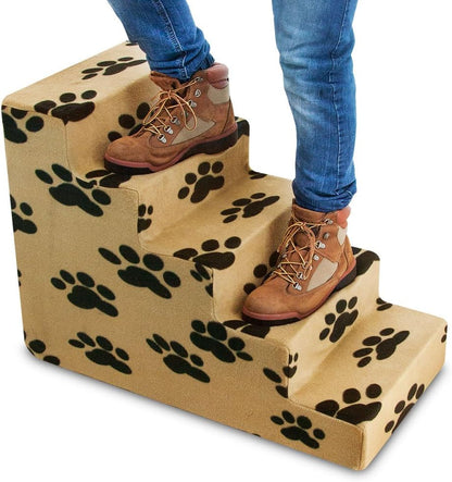 Best Pet Supplies Dog Stairs & Steps - Foam Steps for Small Dogs & Cats, Non-Slip Indoor Balanced Pet Step Support, Dog Ramp, No Assembly, Ash Gray Linen, 2-Step (12-inch Height)