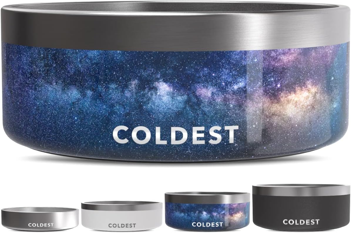 Coldest Dog Bowl - Anti Rust Metal, Non Slip, 3 Layers Insulated Stainless Steel Dog Bowls - Spill Proof & Heavy Duty - Water Bowl for Dogs, Cats & Pets, Dish Washer Safe (21 oz, Stealth Black)