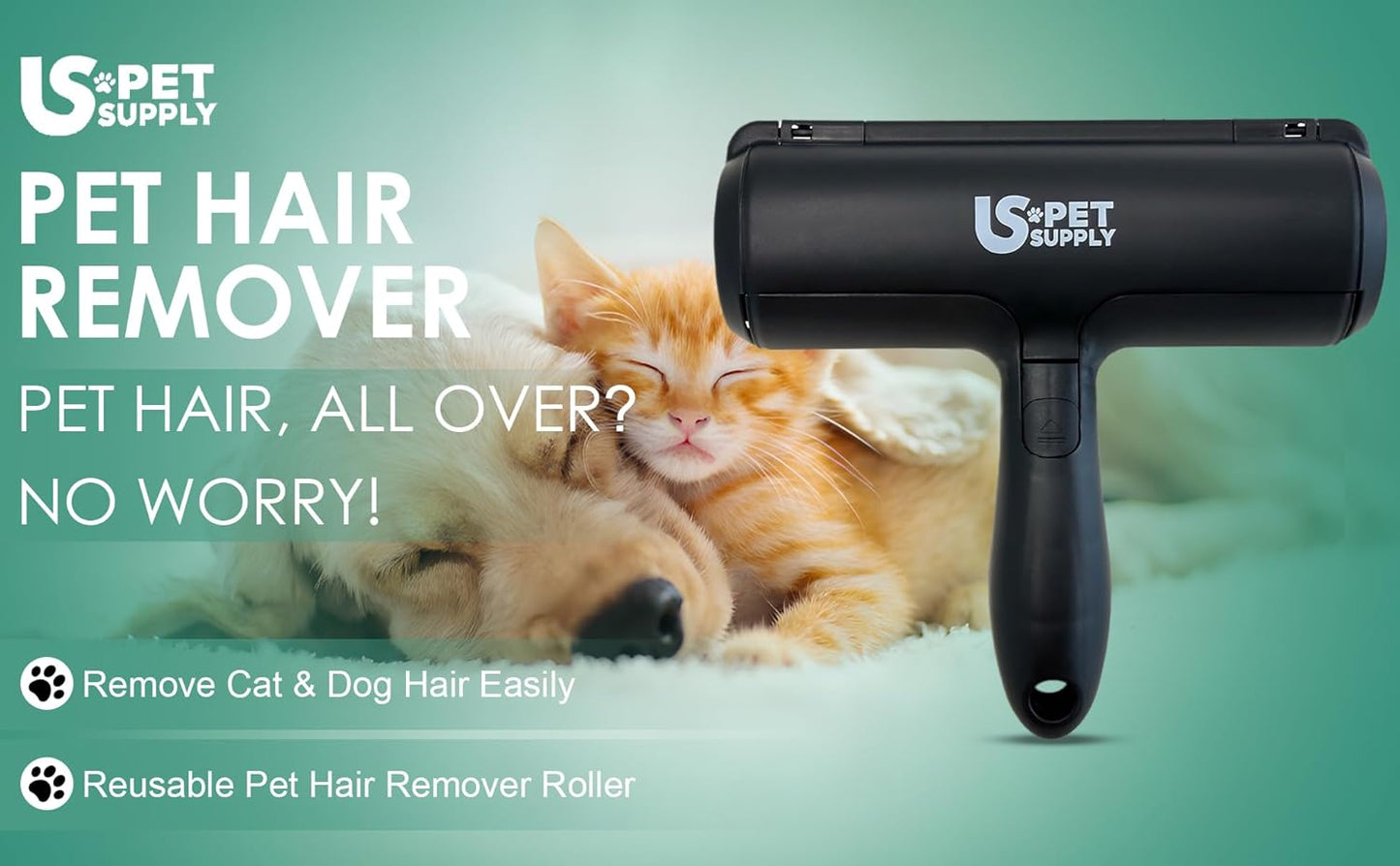 Pet Hair Remover Roller -Reusable, Self Cleaning Lint Roller for Pet Hair Removal on Furniture, Carpets, Clothes & Car Seats-Dog & Cat Hair Remover No Sticky Tapes (White)