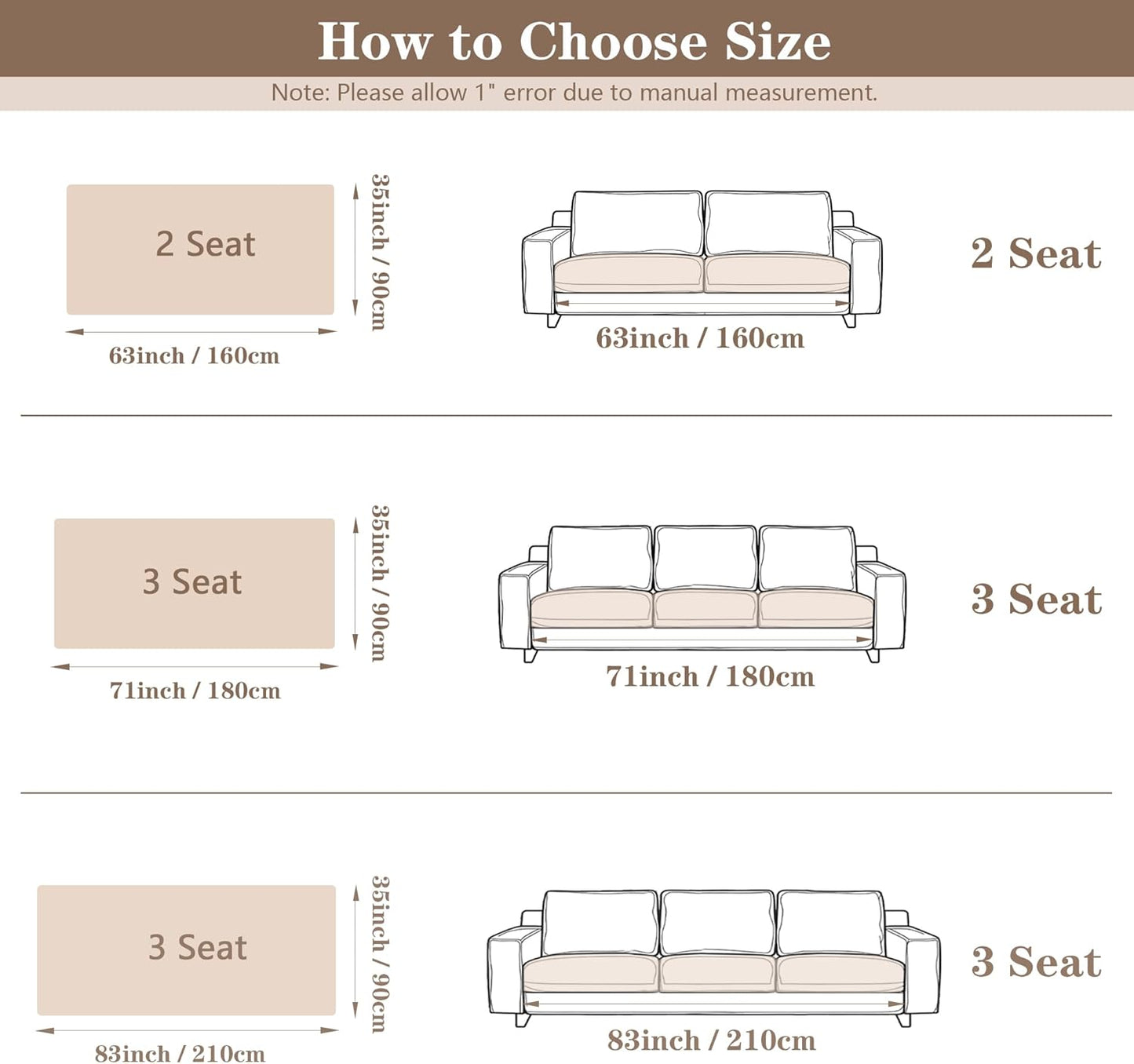 MYSKY HOME 100% Waterproof Couch Cover for Dogs, Plush Pet Couch Covers for Sofa Washable, Couch Covers for 2 Cushion Sofa Pet Friendly, Non-Slip Durable Sofa Cover Slipcover Protector, Cream, 35"x63"