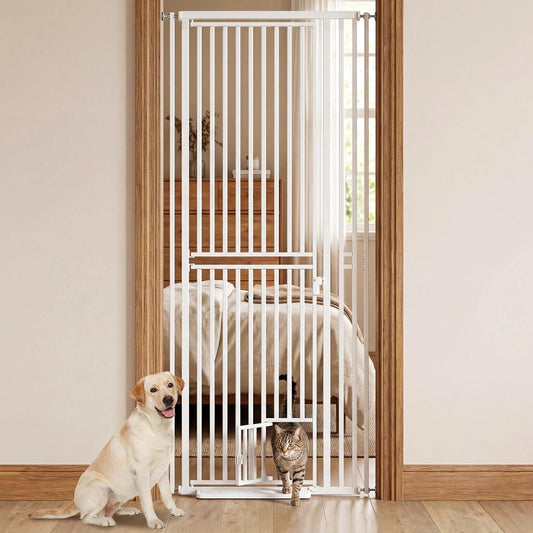 78.7" Extra Tall Transparent Cat Gate for Doorway, PC Board Clear Pet Gate with 27”-37” Adjustable Width, Pressure Mounted Dog Gate with Auto Locking, for Stairs/Kitchen/Hallways, No Drilling