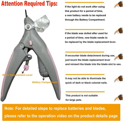 Illuminated Pet Nail Clipper, 5X Magnification Pet Nail Scissor Safe with LED Light, Pet Grooming Nail Care Tool Great for Dogs Cats