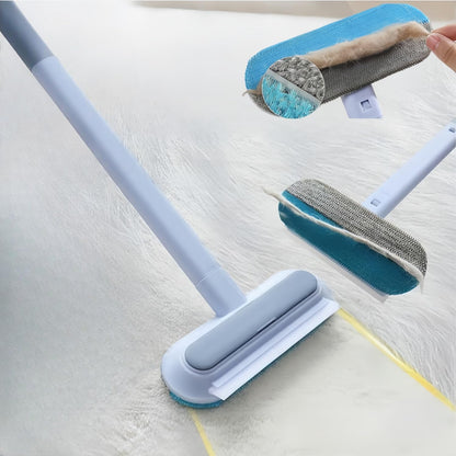 Pet Hair Removal Tool 2026 Upgrade 4 in 1 Pet Hair Remover Broom for Couch Furniture Washable Reusable Lint Roller Multifunctional Dog Cat Fur Remover Tool Cleaning Brush (Blue)