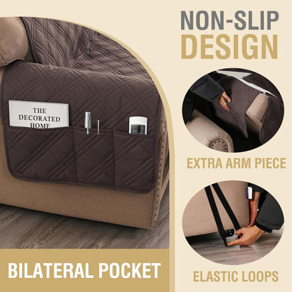 H.VERSAILTEX 100% Waterproof Slipcovers for Couches and Sofas Modern Pet Couch Cover Thick Soft Furniture Protector with Elastic Straps(Sofa, Lily Pad/Beige)