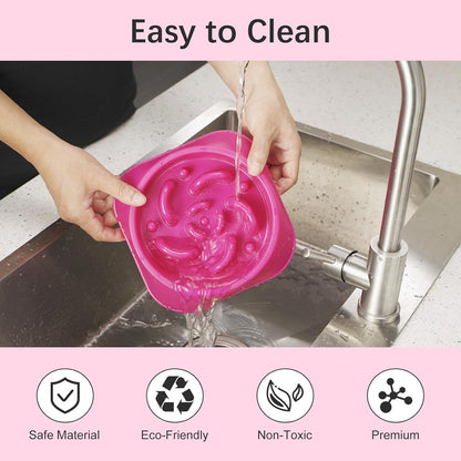 MateeyLife Slow Feeder Dog Bowls 2PCS, Anti-Choking Puzzle Dog Food Bowls, Anti-Slip Interactive Feeding Slow Down Eating, Bloat Stop Maze Dishes for Medium Breeds Pink&Purple