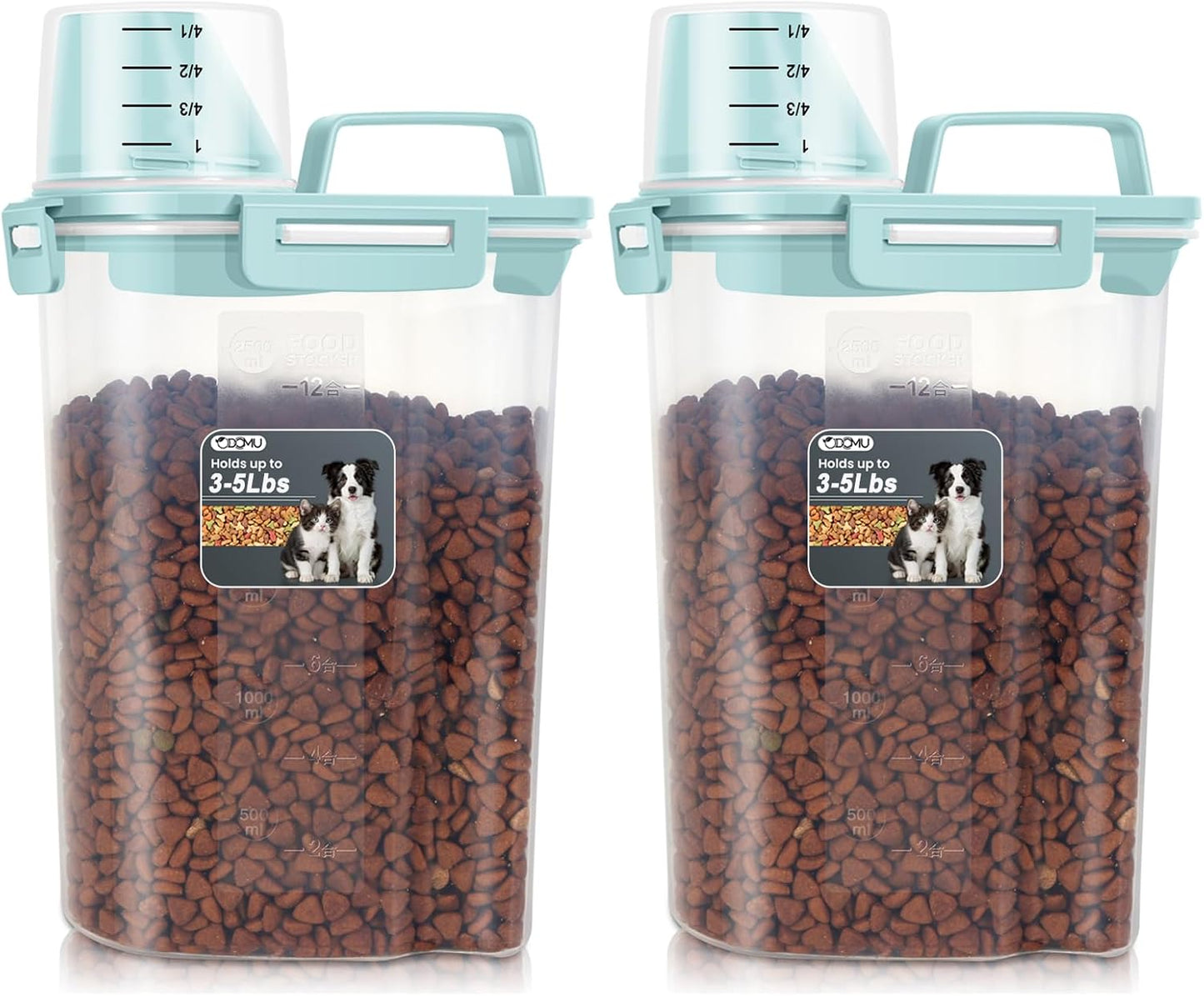 Dog Cat Food Storage Container, Pet Food Container Airtight with Large Spout & Cup, BPA-Free Plastic Food Dispenser for Pet Food, Bird Seed, Rice, Flour - Pink 2.5-5lb (1 pack)