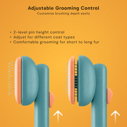 Wolfster Self Cleaning Slicker Brush for Dogs & Cats - Skin-Friendly Deshedding Brush & Undercoat Rake for Short, Medium and Long Hair Pets, Reduces Shedding by 90% (Parrot Green)