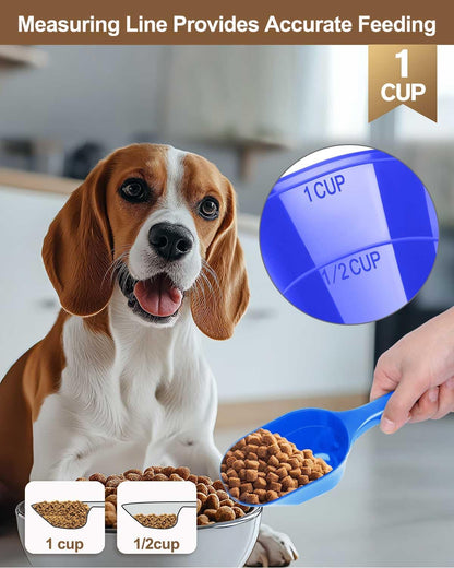 2 PACK Dog Food Scoop,1 Cup Capacity Pet Food Scoop With Measuring Lines For Dog, Puppy and Cat (Black)
