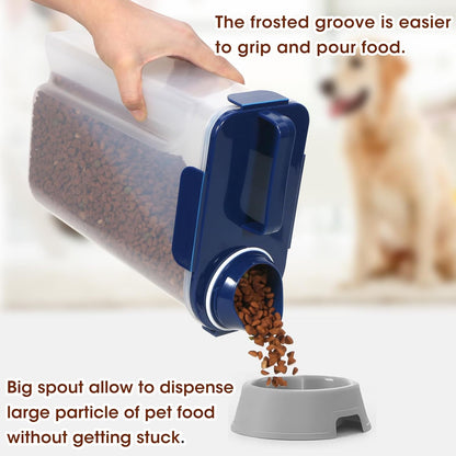 TBMax Dog Food Storage Container 5-7 lbs, Airtight Cat Food Container with Larger Spout & Measuring Cup, Portable Pet Food Storage Dispenser for Small Animal Kibble Storage, Bird Seed Container