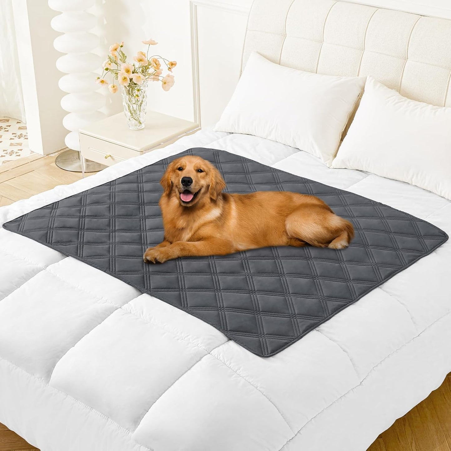 Smiry Waterproof Dog Bed Cover Blanket 30x70, Soft Reversible Pet Blanket, Washable Leakproof Cats Dogs Couch Cover for Sofa, Couch, Furniture, Grey/Dark Grey