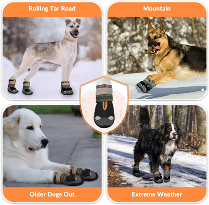 SlowTon Dog Shoes for Large Small Medium Dogs - Breathable Dog Boots for Summer Hot Pavement, Paw Protector for Outdoor Walking Winter Snow, Anti-Slip Rubber Dog Booties for Hardwood Floor (Green, 6)