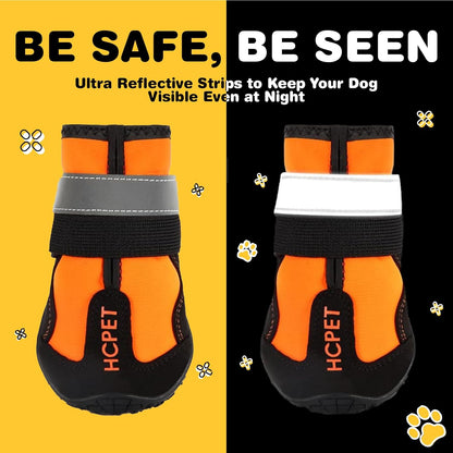 Hcpet Dog Boots, Dog Shoes for Large Dogs, Medium Dog Boots & Paw Protectors, Anti-Slip Dog Booties for Hot Pavement Winter Snow Hiking with Reflective Straps Black Size 6