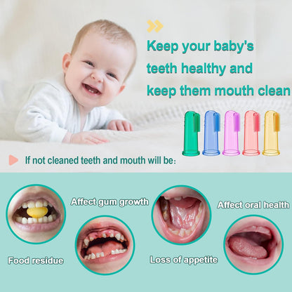 Bassion Baby Toothbrush Set, 6 Pcs Soft Infant Finger Toothbrush with 6 Boxes, Newborns Toddler Silicone Baby Tooth Brush 0-6 Months 6-12 Months
