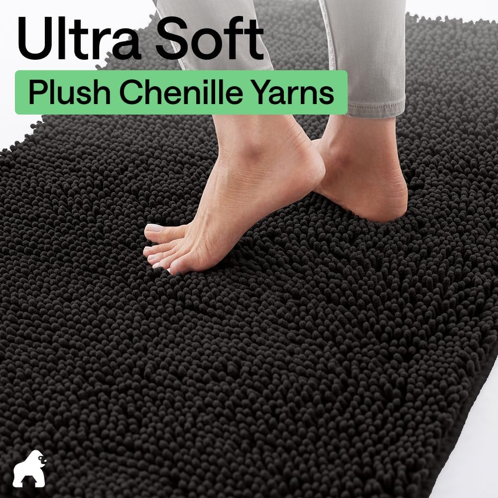 GORILLA GRIP SoakSTOPPER Dog Door Mat, 30x20 Machine Washable Rug Absorbent Doormat Captures Moisture Mud Dirt, Quick Dry Soft Chenille Entryway Rugs Indoor Entrance Mats for Dog Paws, Paw Grey