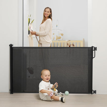 Momcozy Retractable Baby Gate, Mesh Baby Gate or Mesh Dog Gate, 33" Tall,Extends up to 71" Wide, Child Safety Gate for Doorways, Stairs, Hallways, Indoor/Outdoor