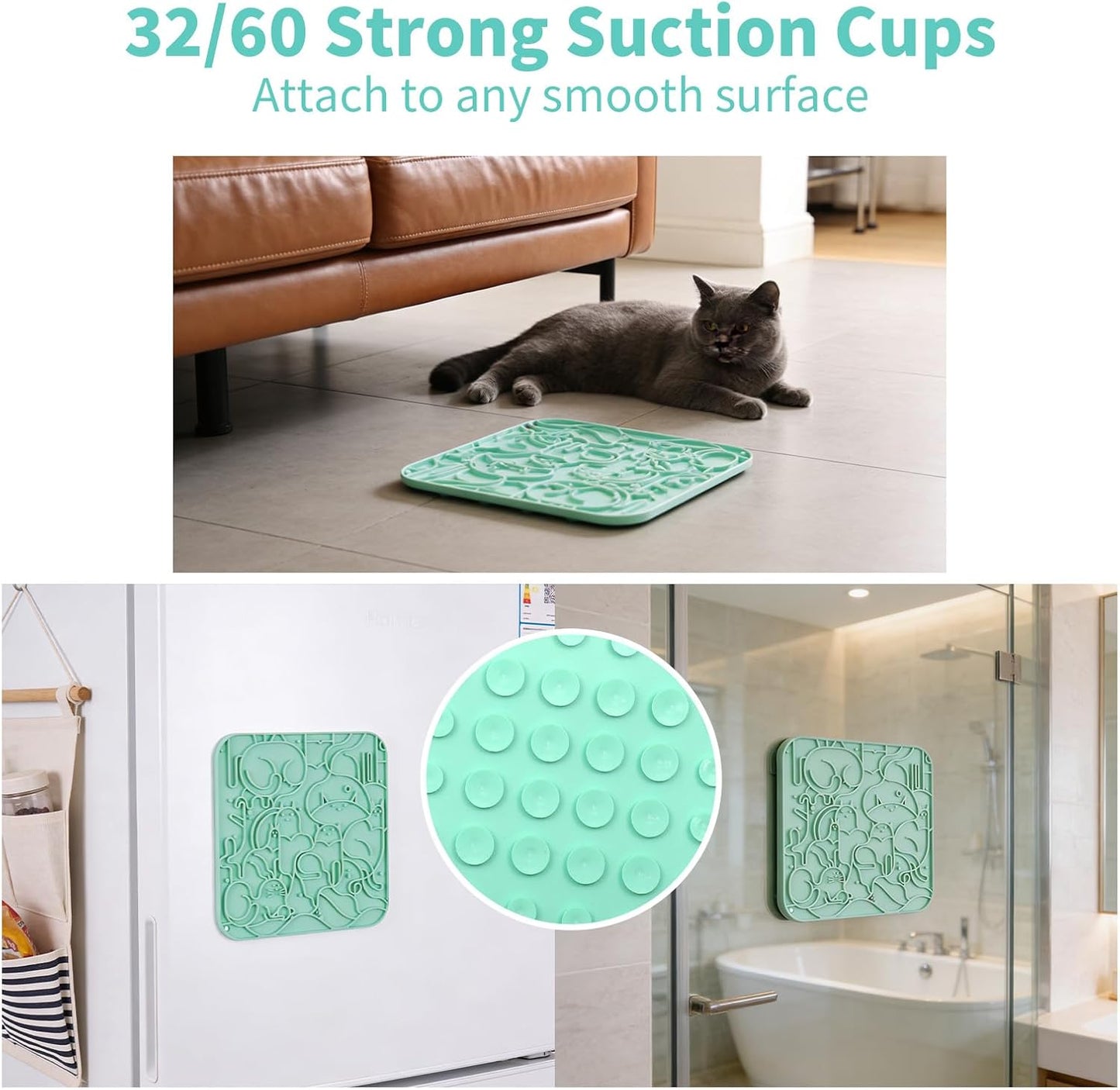 VI-FA Lick Mat for Dogs & Cats, Slow Feeder Licking Pad with Suction Cups for Anxiety Relief, Puppy & Kitten Mat for Bath Time, Grooming & Training (2 Pack, Yellow+Green)
