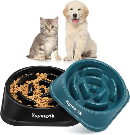 2 Pack Slow Feeder Dog Bowls for Healthy Eating, Non-Slip and Anti-Choking Design, Reduces Bloating & Overeating for Medium Dogs and Cats, Easy to Clean