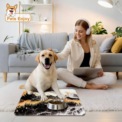 Dog Food Mats for Floors Waterproof Mat for Cat Food and Water Bowls - Absorbent Quick Dry Non Slip Mat for Pet Feeding