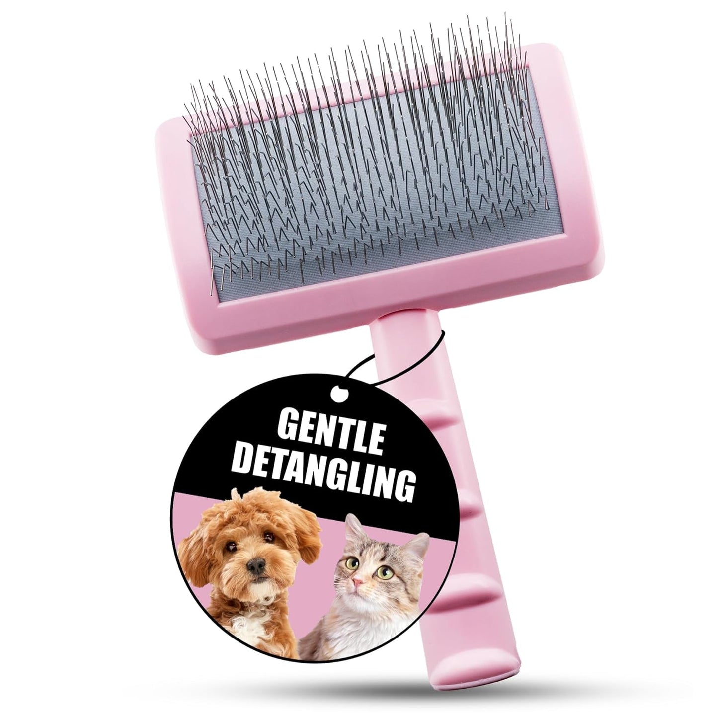 Tauro Pro Line Deshedding Slicker Brush for Dogs & Cats, Soft Pins for Gentle Dematting & Detangling, Grooming Tool for Long & Wavy Coats, Ideal for Spaniels, Non-Slip Grip, Purple, Large Size (L)