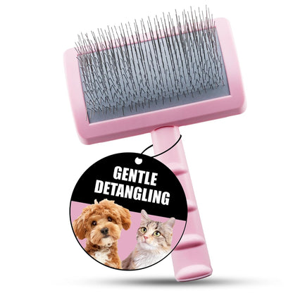 Tauro Pro Line Deshedding Slicker Brush for Dogs & Cats, Soft Pins for Gentle Dematting & Detangling, Grooming Tool for Long & Wavy Coats, Ideal for Spaniels, Non-Slip Grip, Purple, Large Size (L)