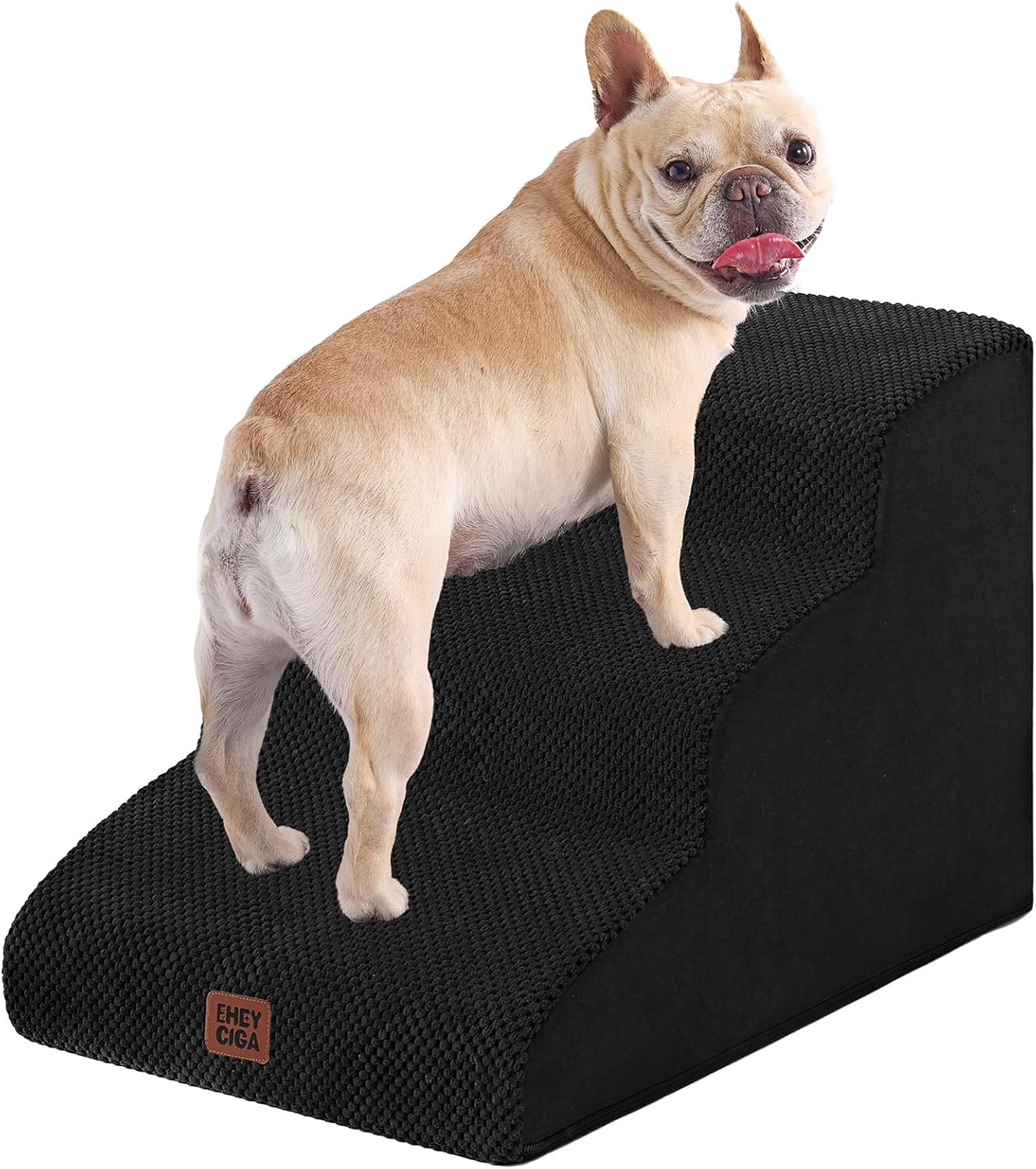 EHEYCIGA Curved Dog Stairs Ramp for High Beds 19.7" H, 4-Step Dog Steps for Small Dogs and Cats, Pet Stairs for High Bed Climbing, Non-Slip Balanced Pet Step Indoor, Grey