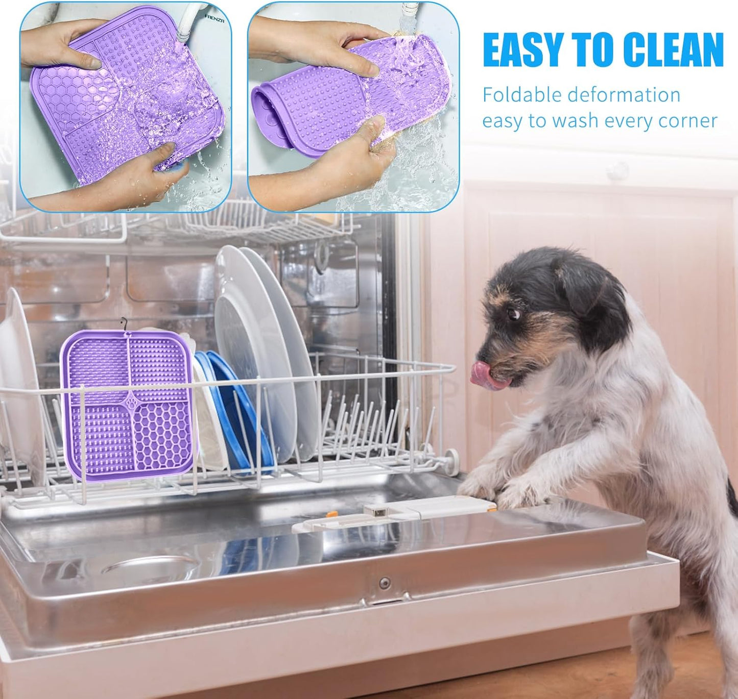 Honomastry Lick Mat for Dogs, Premium Lick Pad with Suction Cups for Dog Anxiety Relief, Slow Feeder Dog Bowls, Bathing, Grooming and Training.