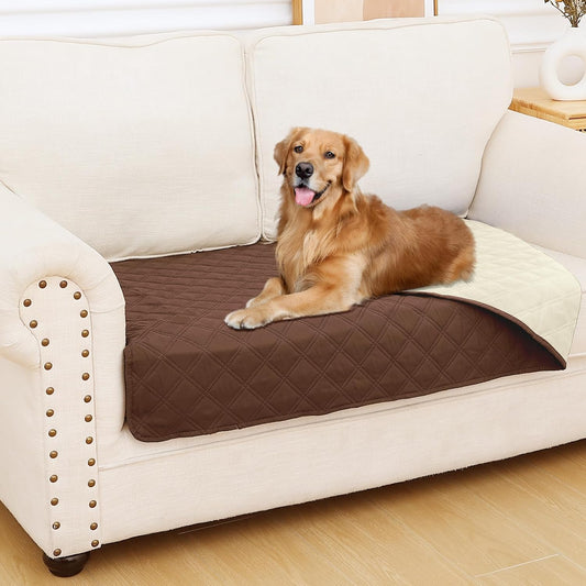 Smiry Waterproof Couch Covers for Dogs Washable, Reversible Pet Couch Covers for 3 Cushion Sofa Pet Friendly, Soft Sofa Furniture Protector for Dogs Cat Kids, Checkered (30"x70", Grey/Dark Grey) - Colors B