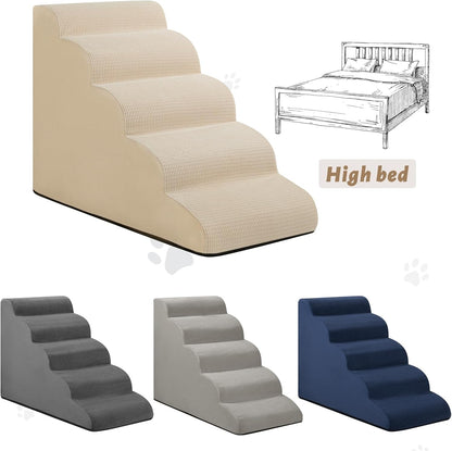 Aodisman 3-Step Dog Ramp and Stairs for Sofa and Chair - Non-Slip Sturdy Pet Steps for Small Dogs and Cats,15.7" H,Grey