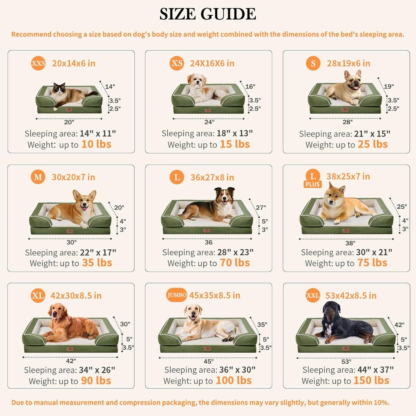 Comfort Expression Orthopedic Dog Bed for Extra Large Dogs 42x30 Inch, Waterproof Egg Crate Foam XL Pet Bed with Removable Bolsters, Dog Couch with Washable Cover & Non-Slip Bottom, Grey - Colors B