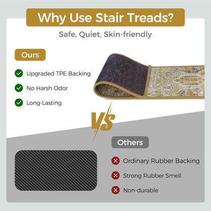 sarben Non Slip Stair Treads for Wooden Steps 15PCS - 8"x30" Indoor Safety Carpet, Edging Mats with TPE Adhesive Backing, Pet and Elderly Friendly Stair Rugs (Taupe) - Colors B